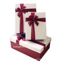 Quality Textured Art Paper Color Matched Gift Boxes with Ribbon Decoration